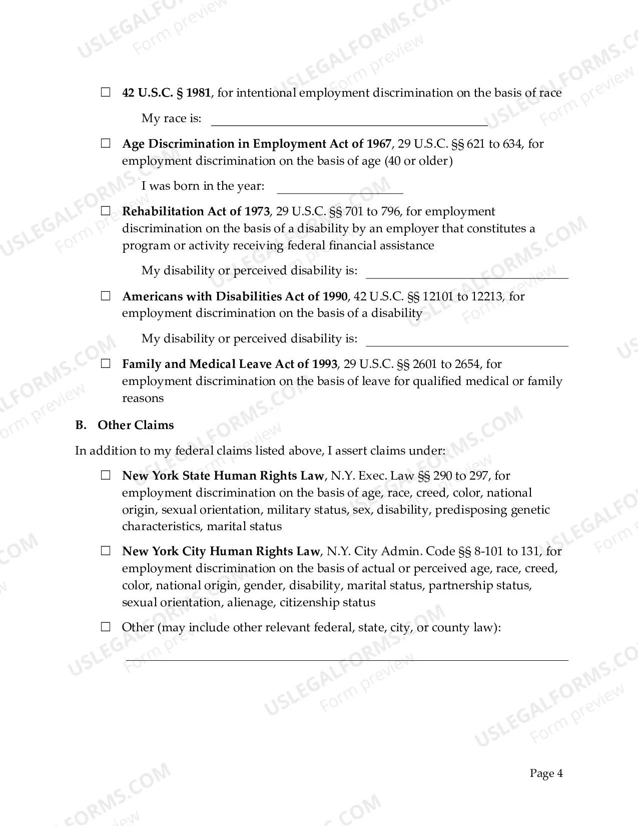 Preview Complaint - Employment Discrimination