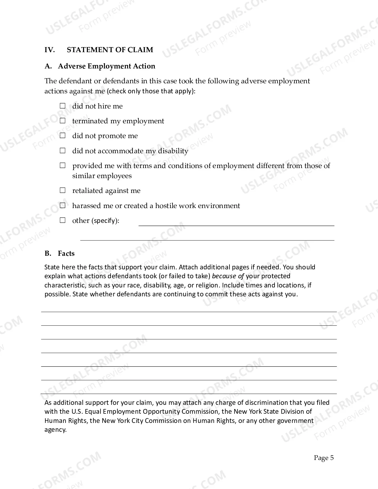 Preview Complaint - Employment Discrimination