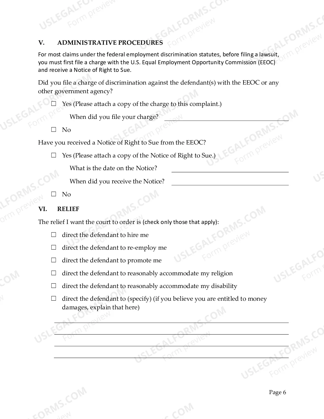 Preview Complaint - Employment Discrimination