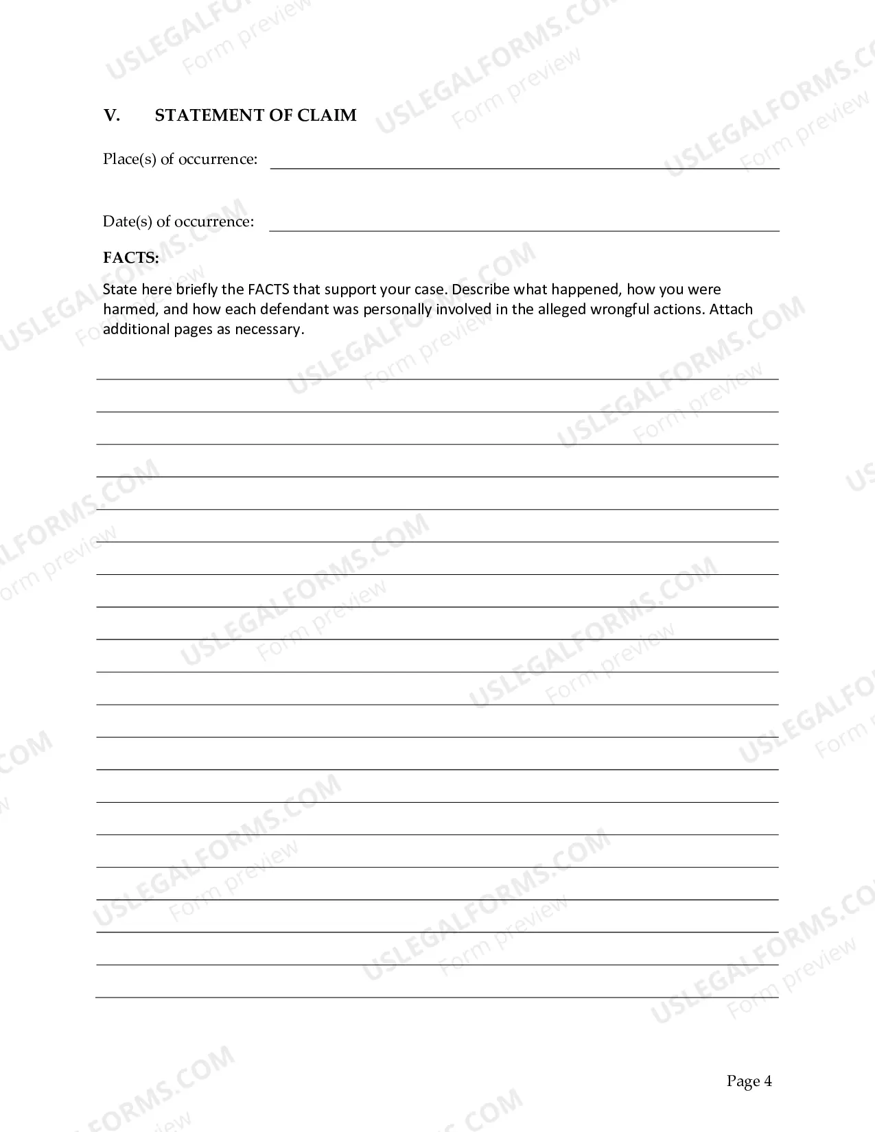 Preview Complaint - Prisoner Civil Rights, 42 USC 1983