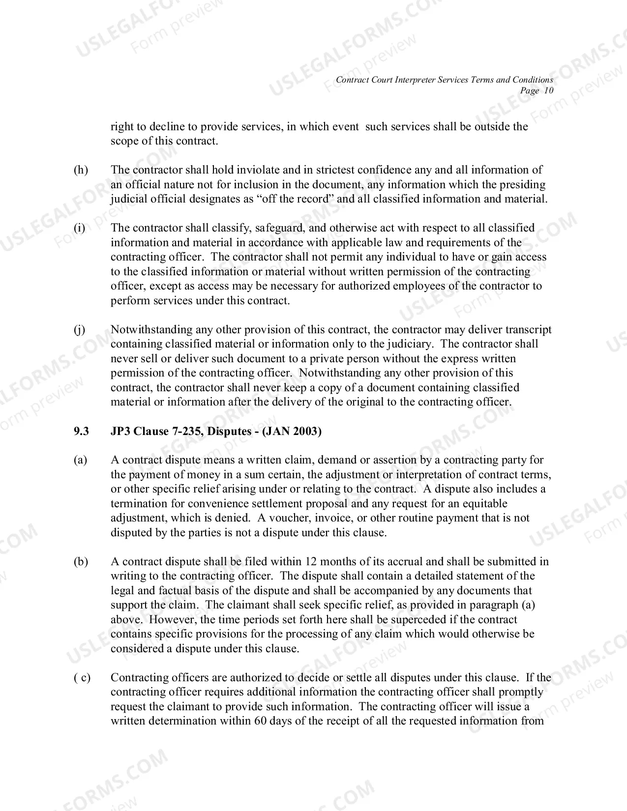 Preview Contract Court Interpreter Services: Terms and Conditions