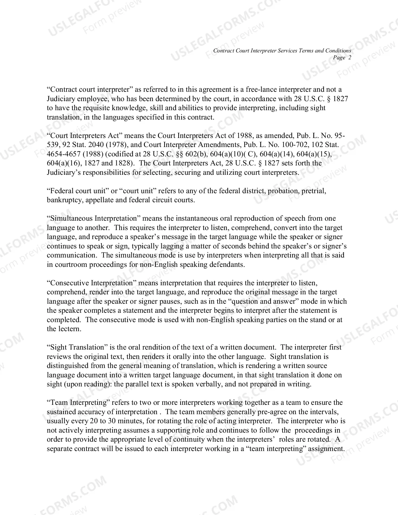 Preview Contract Court Interpreter Services: Terms and Conditions
