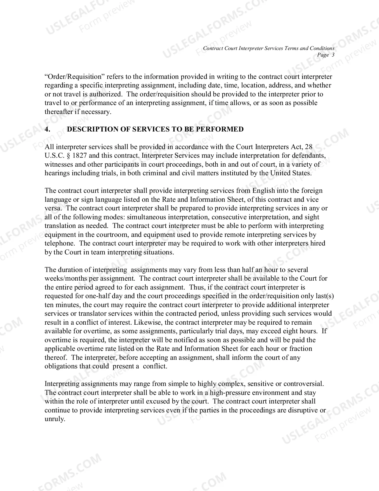 Preview Contract Court Interpreter Services: Terms and Conditions
