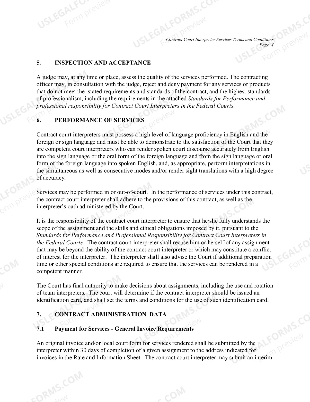 Preview Contract Court Interpreter Services: Terms and Conditions