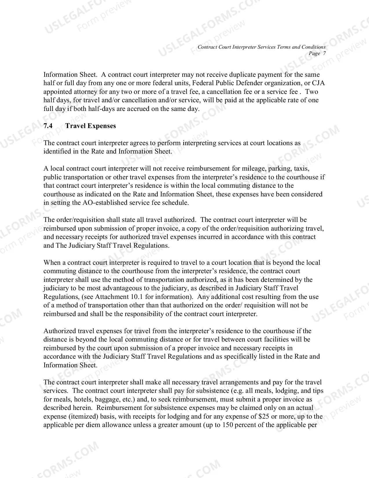 Preview Contract Court Interpreter Services: Terms and Conditions