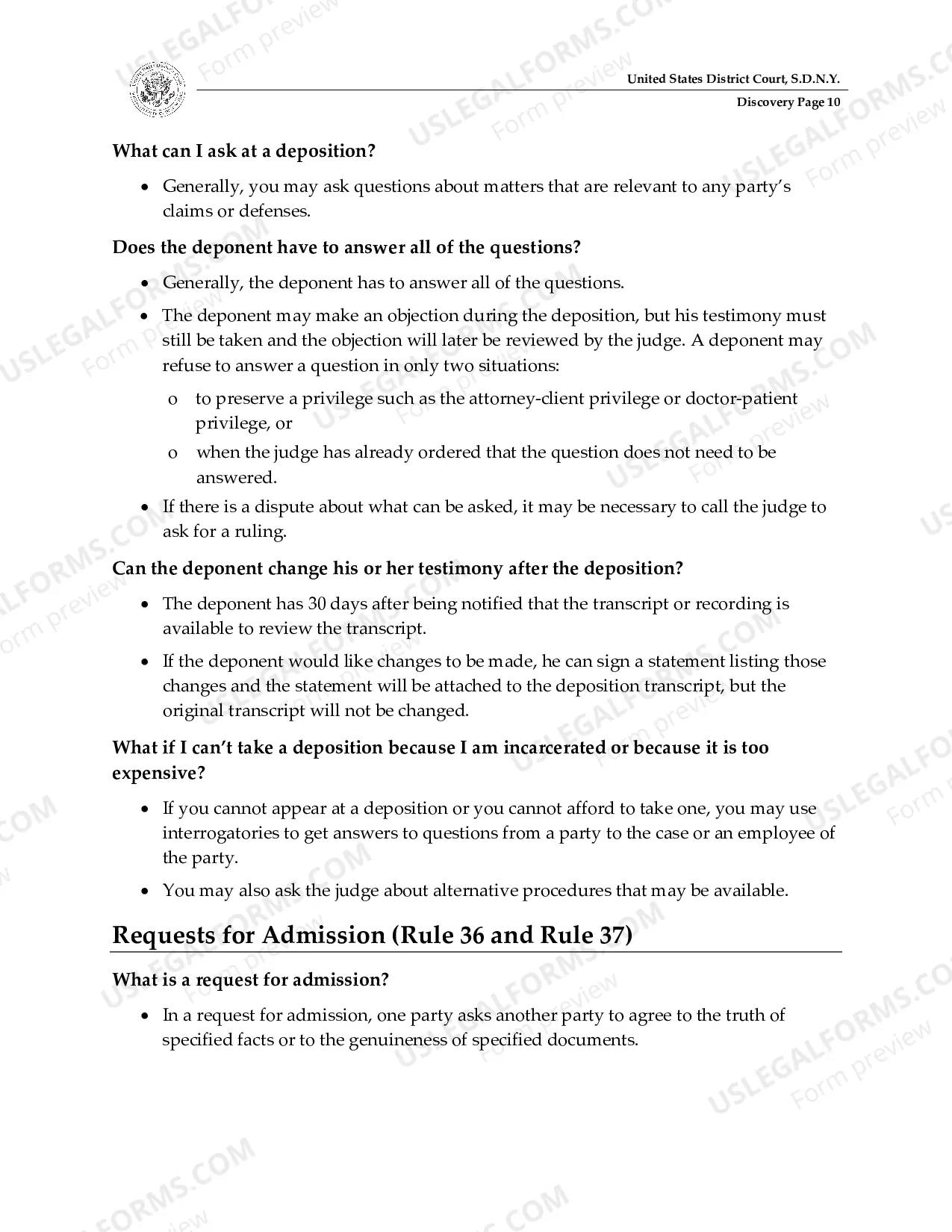 Preview Discovery Guide for Pro Se Litigants