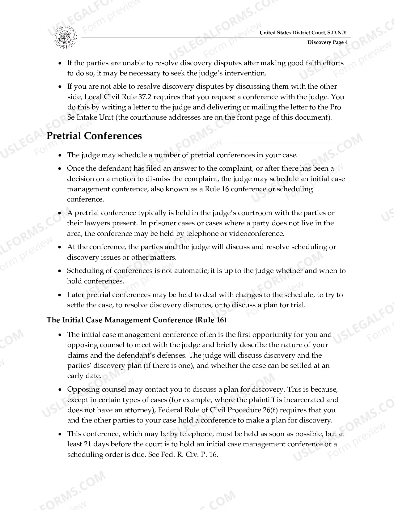 Preview Discovery Guide for Pro Se Litigants