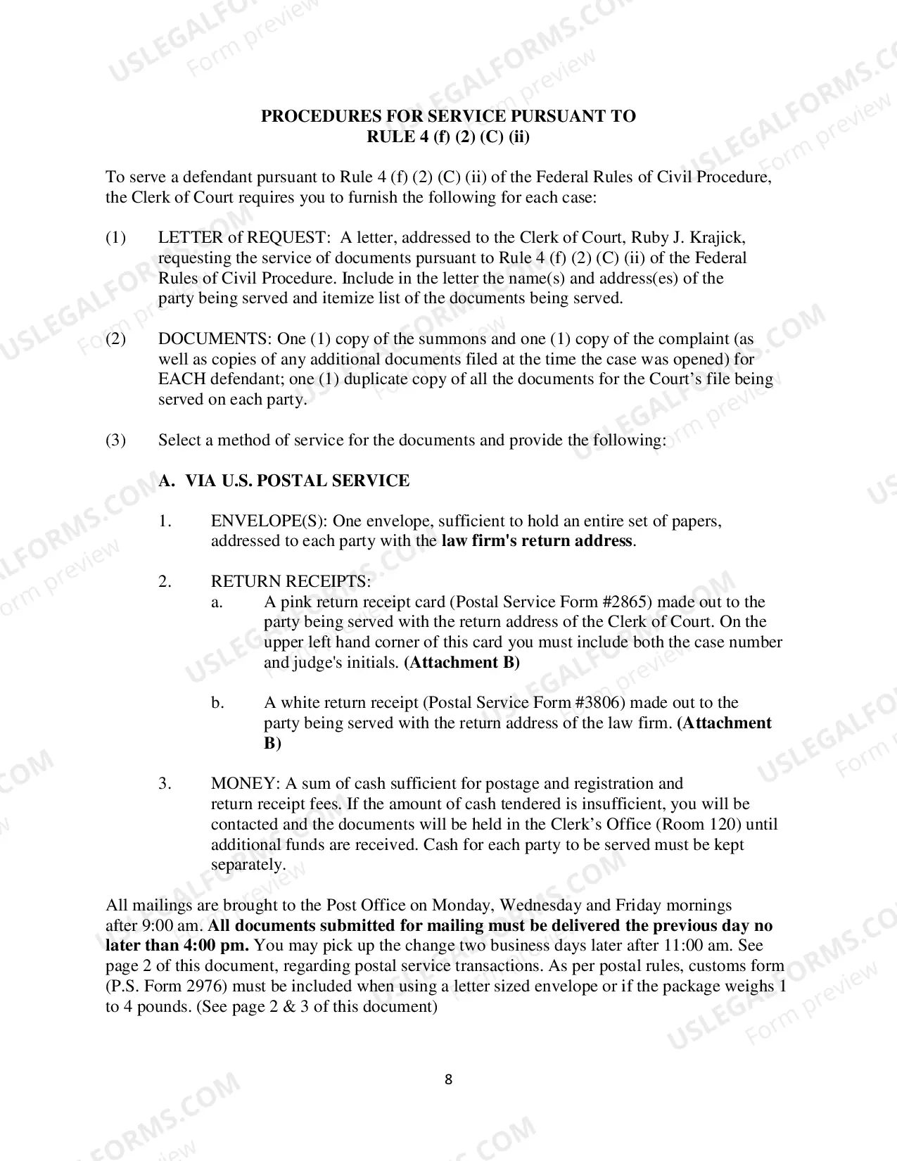 Preview Foreign Mailing Instructions