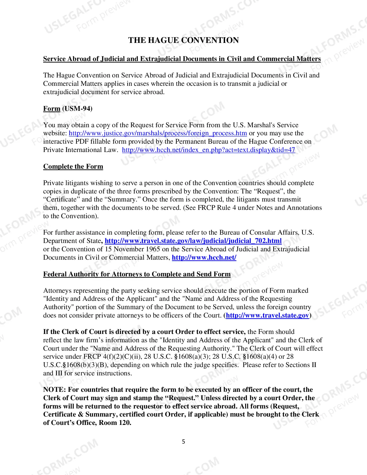 Preview Foreign Mailing Instructions