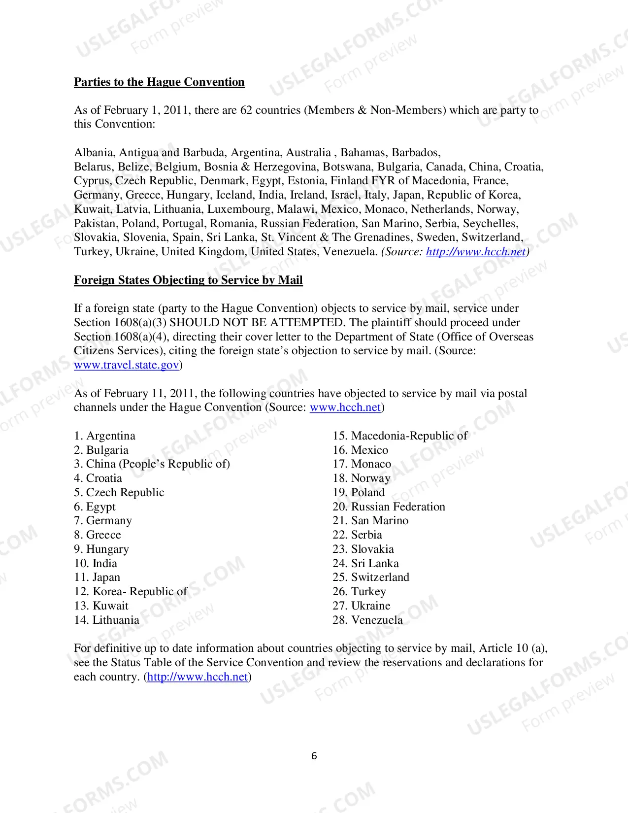Preview Foreign Mailing Instructions