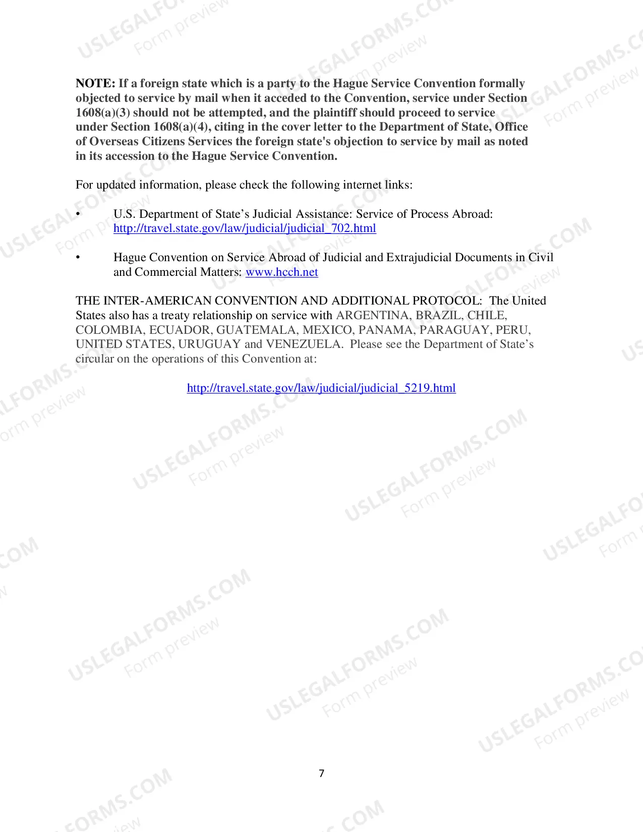 Preview Foreign Mailing Instructions