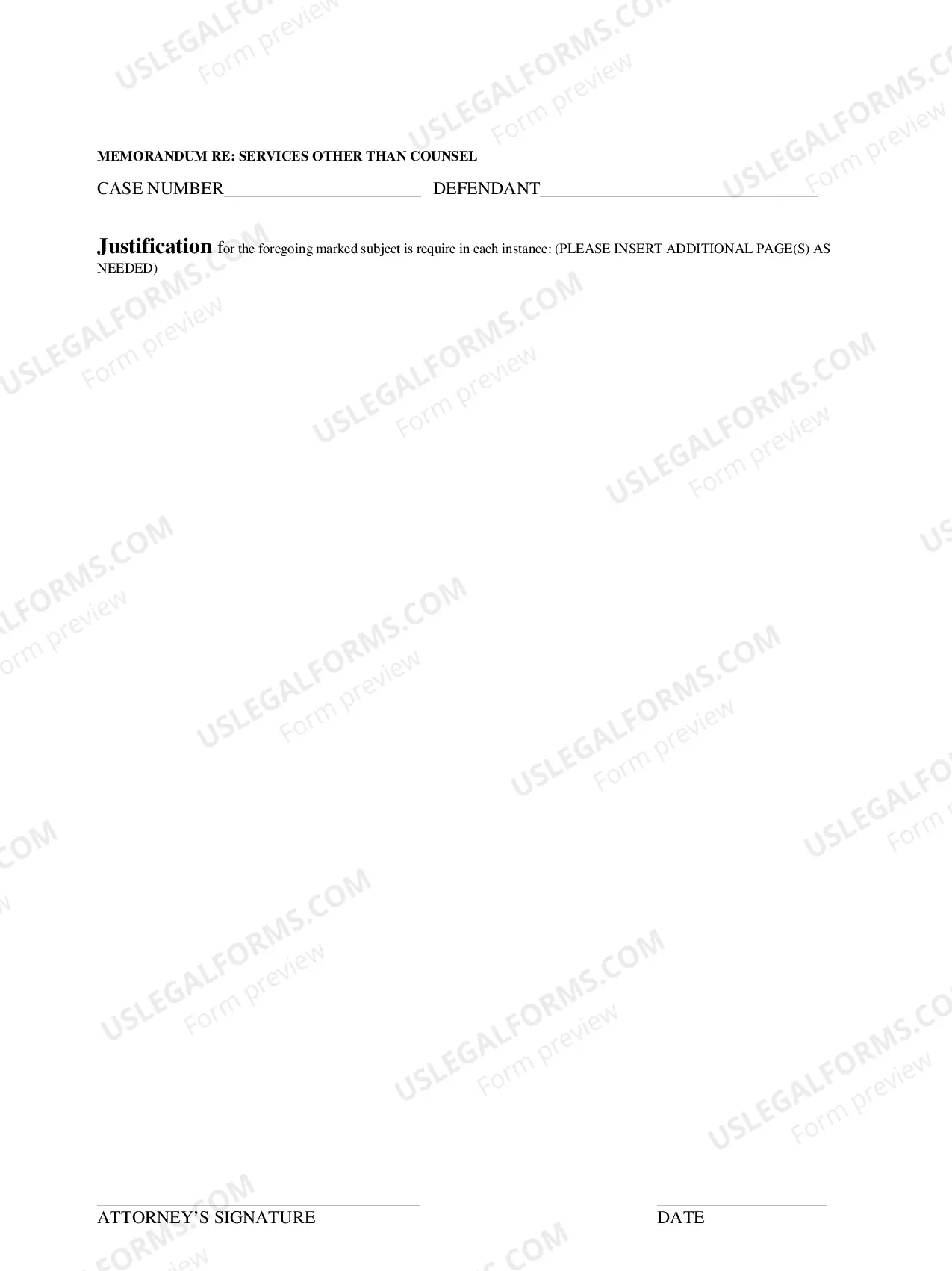Preview Memorandum re Services Other Than Counsel