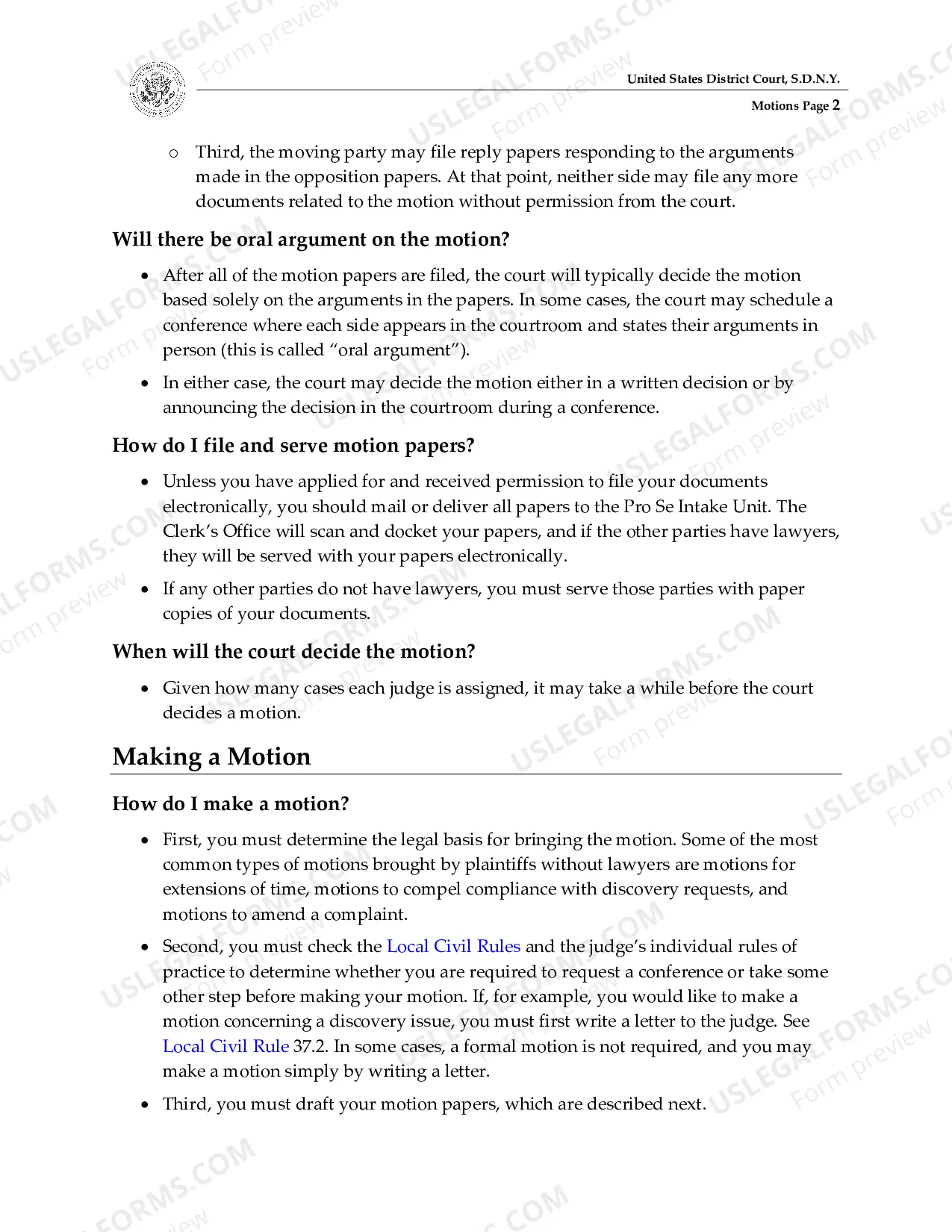Preview Motions Guide for Pro Se Litigants