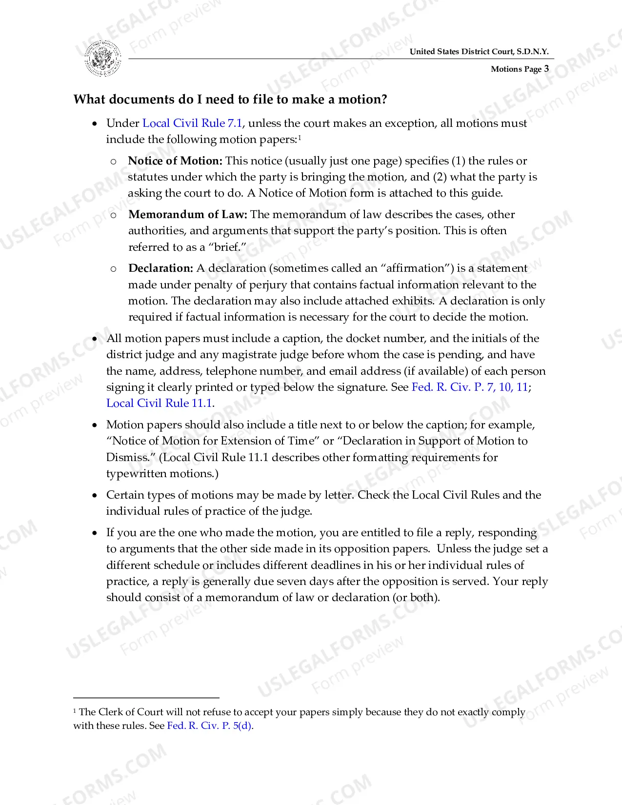 Preview Motions Guide for Pro Se Litigants