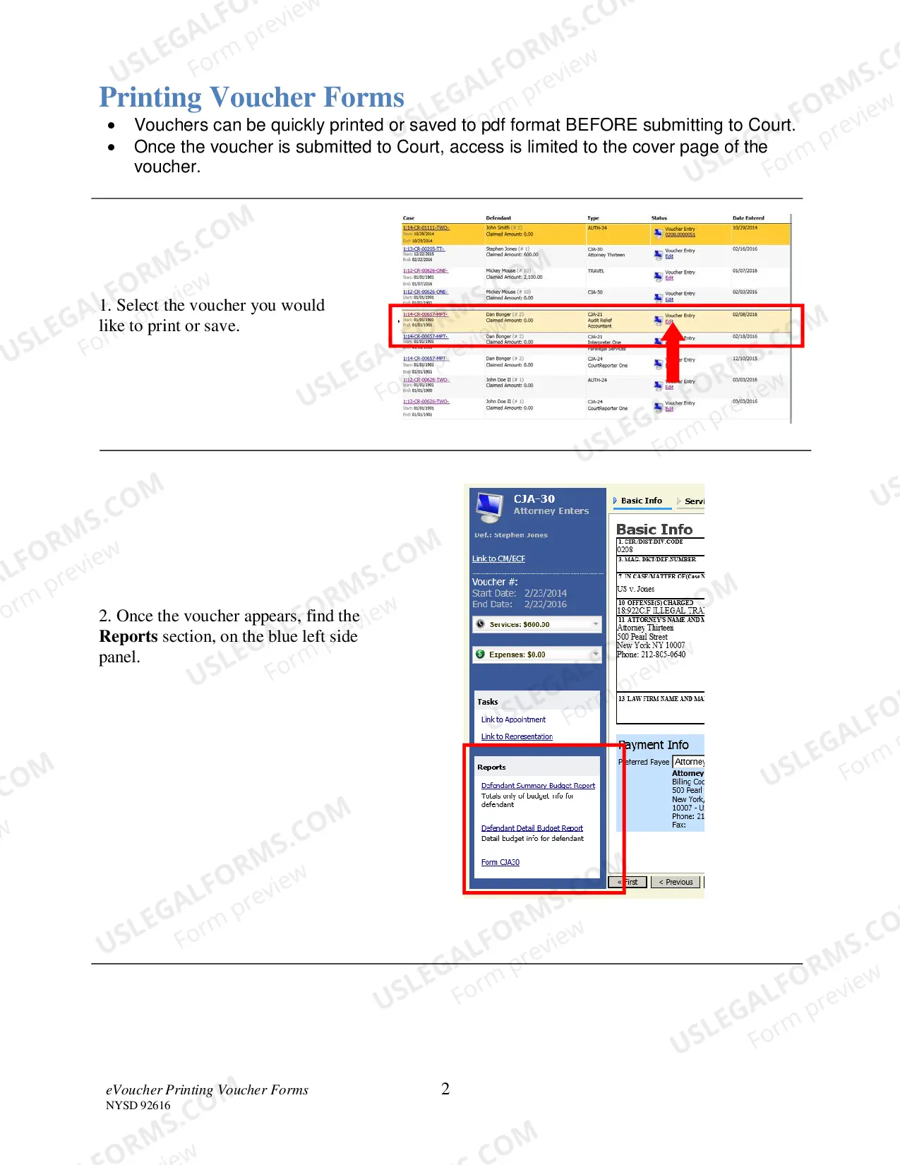 Preview Printing eVoucher Forms