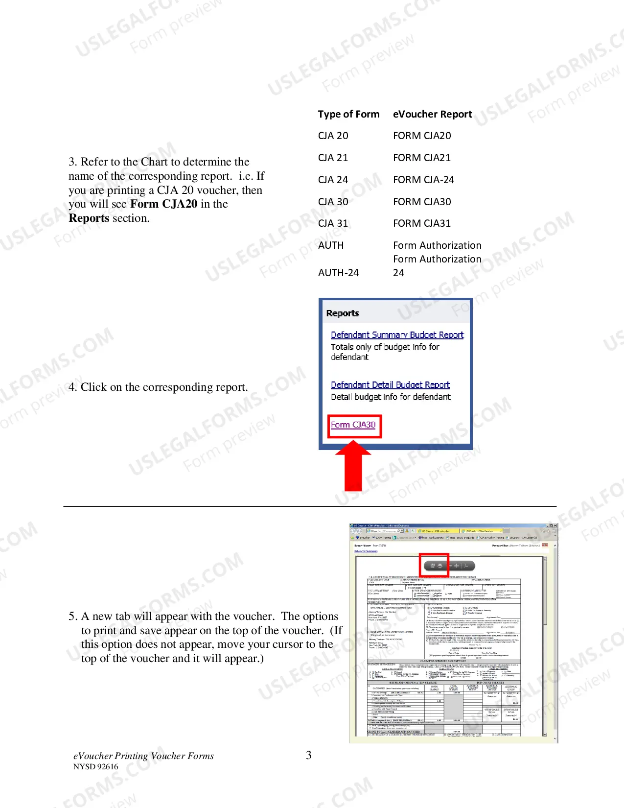 Preview Printing eVoucher Forms
