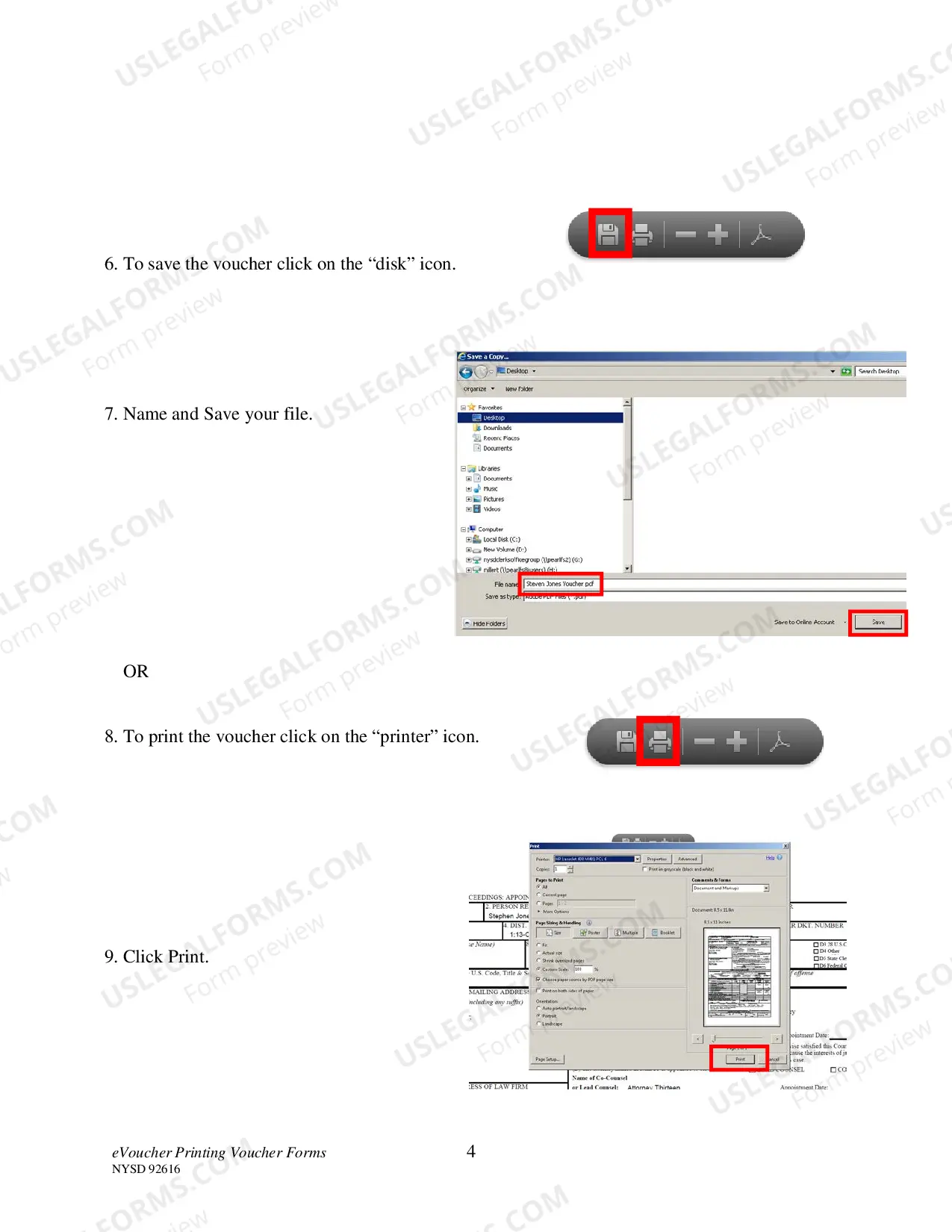 Preview Printing eVoucher Forms
