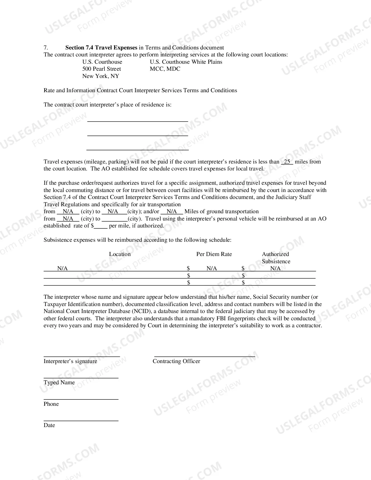 Preview Rate and Information Sheet