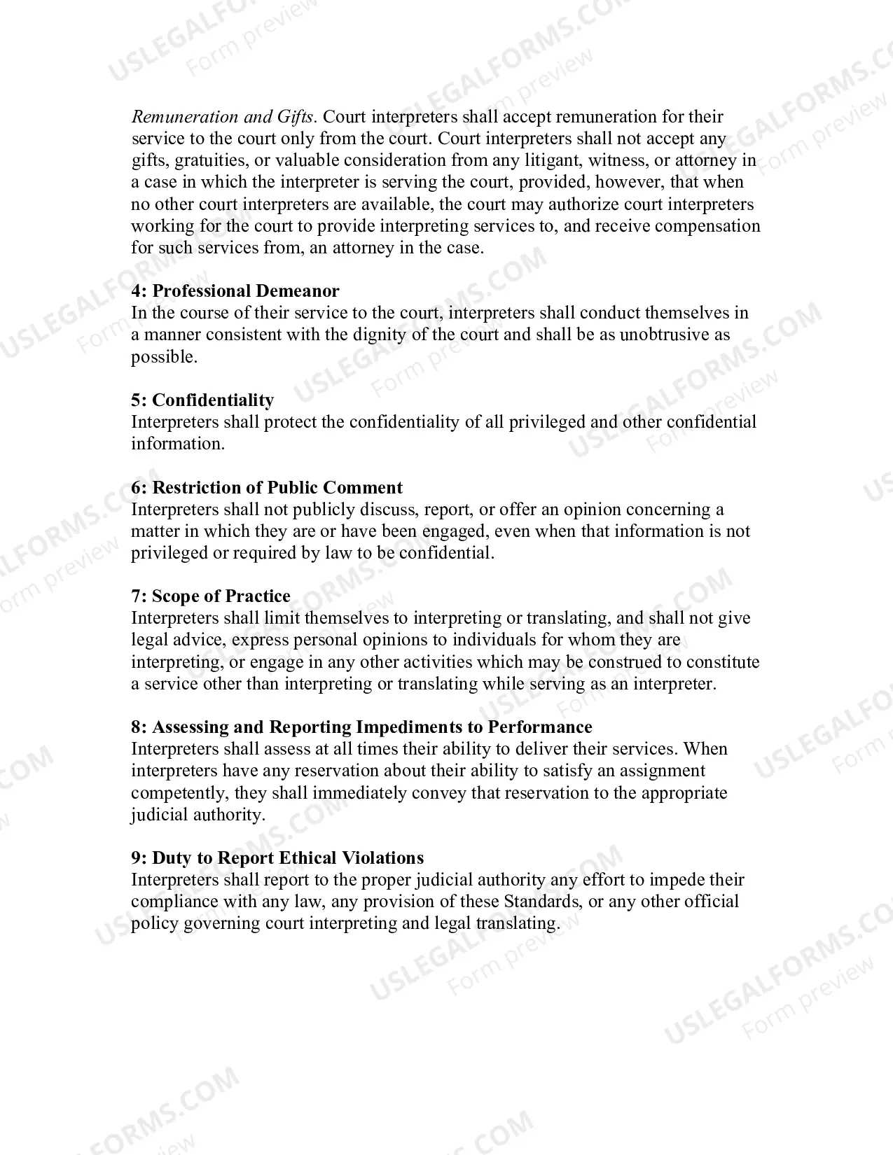 Preview Standards for Performance and Professional Responsibility forContract Interpreters in the Federal Courts