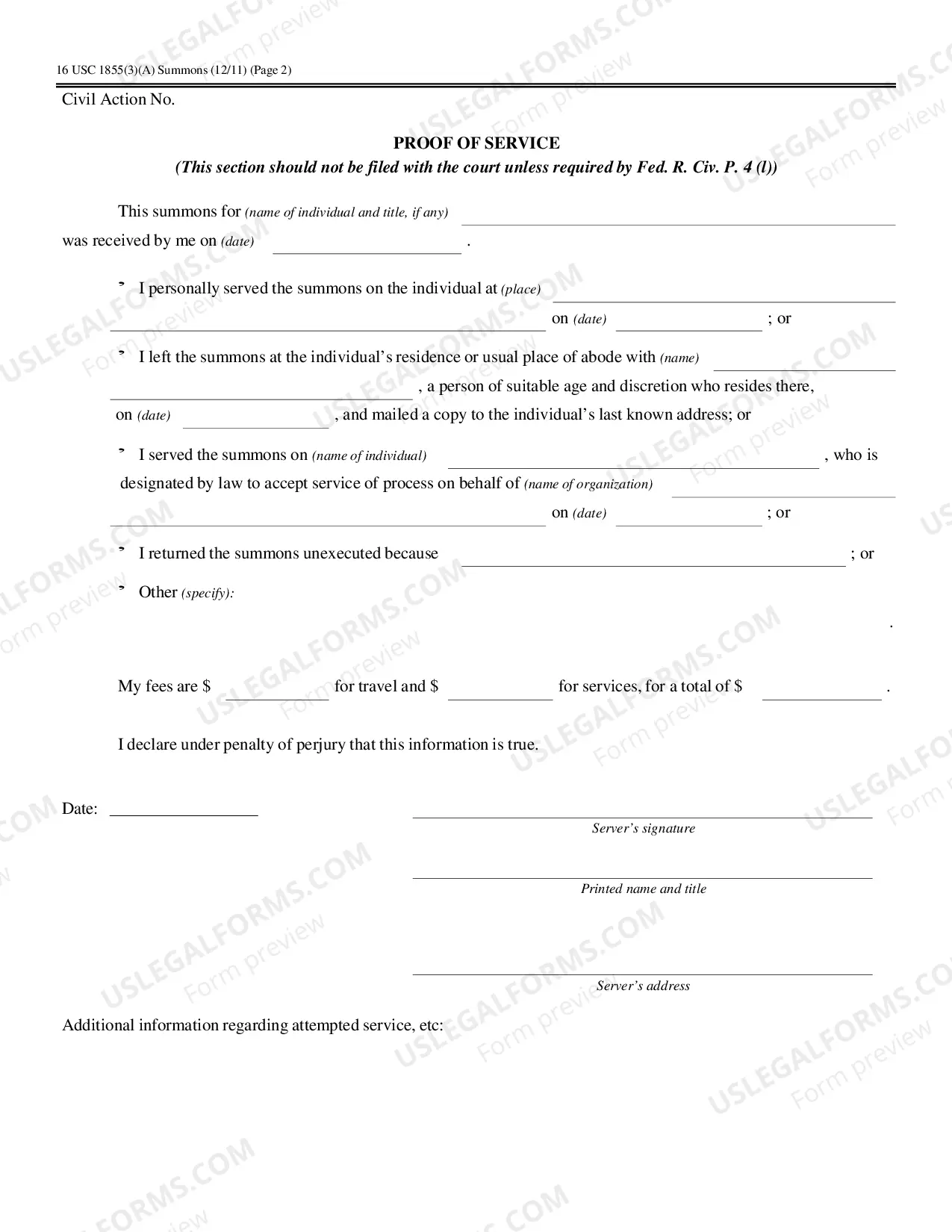 Preview Summons in a Civl Case - 16 USC 1855(3)(A)