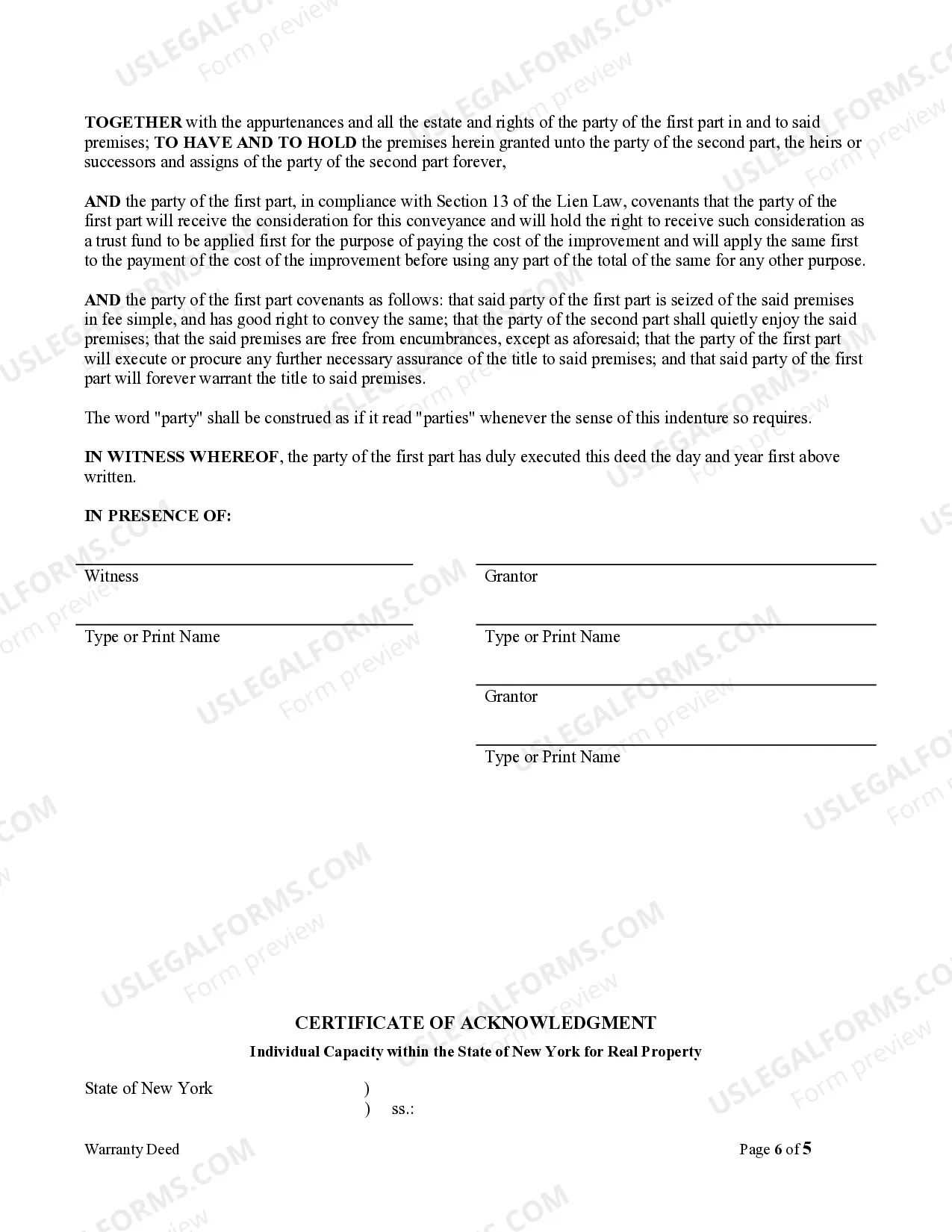 Preview Warranty Deed for Husband and Wife Converting Property from Tenants in Common to Joint Tenancy