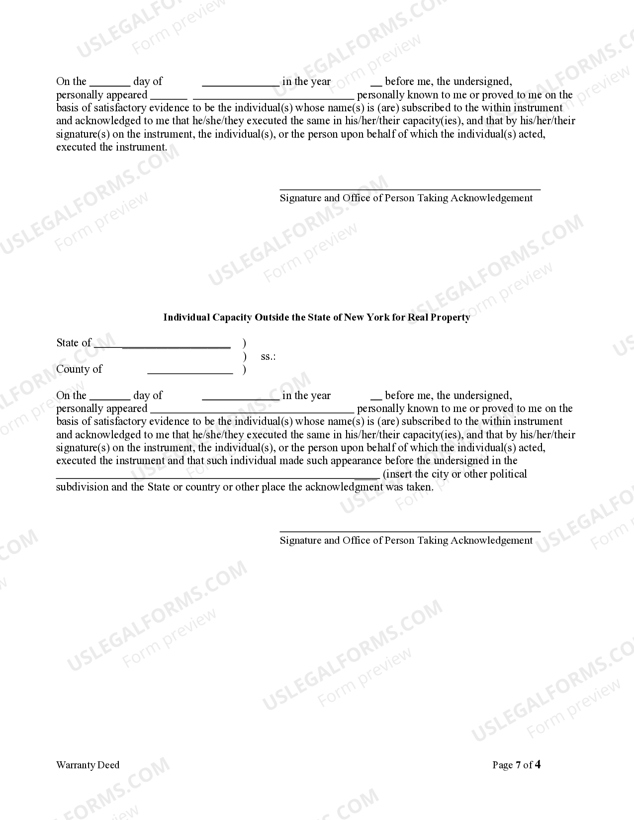 New York Warranty Deed for Parents to Child with Reservation of Life