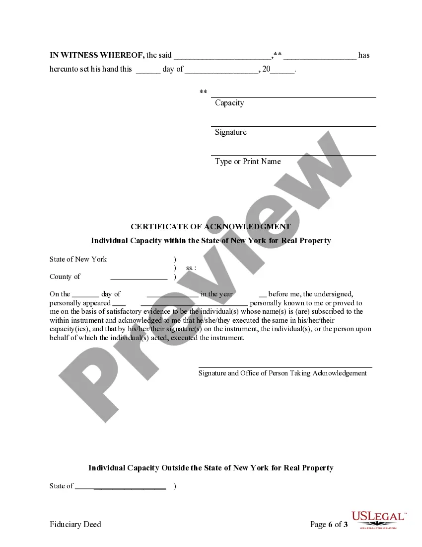 Preview Fiduciary Deed for use by Executors, Trustees, Trustors, Administrators and other Fiduciaries