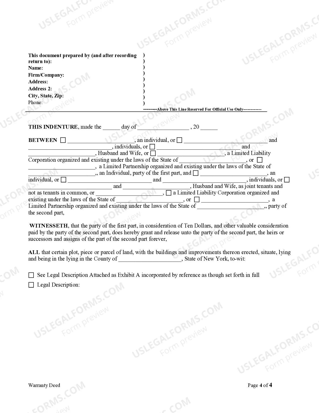 Preview Warranty Deed from Limited Partnership or LLC is the Grantor, or Grantee
