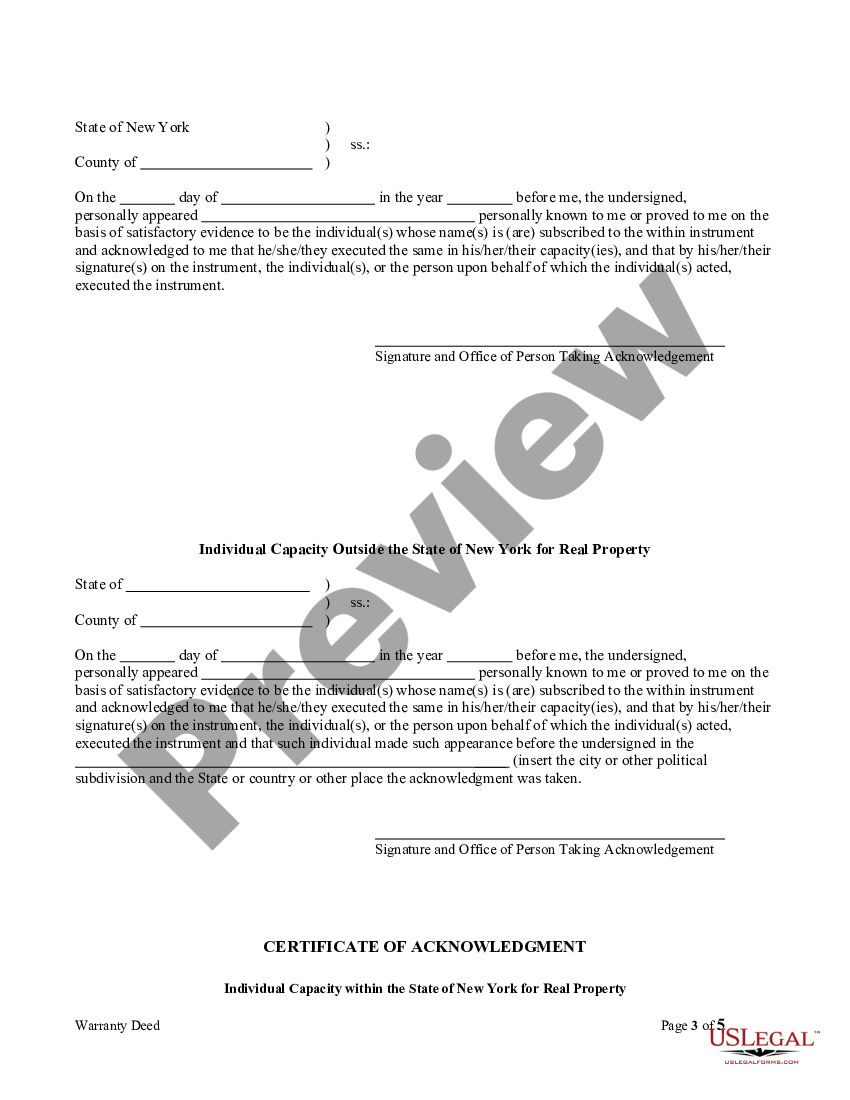 New York Warranty Deed For Husband And Wife To A Trust - Deed Trust 