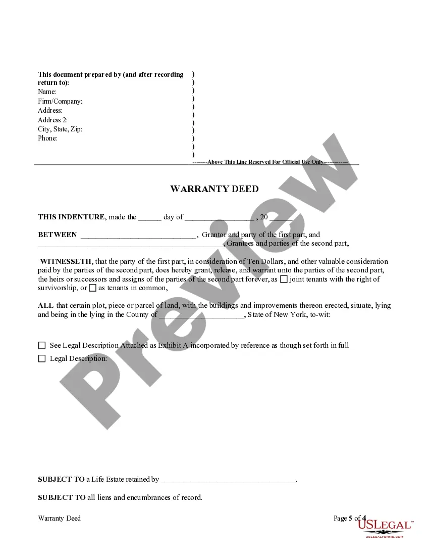 Preview Warranty Deed for Parent To Three Children Reserving Life Estate