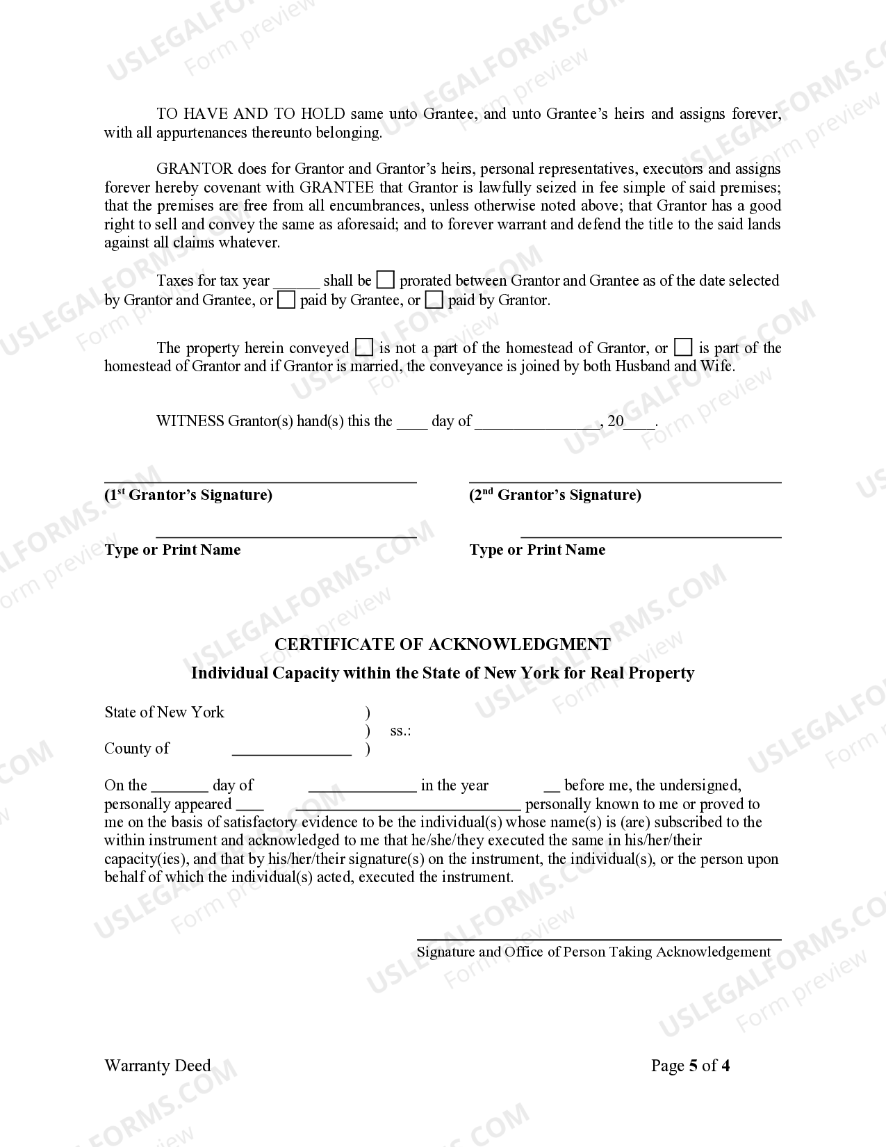 New York Warranty Deed from two Individuals to One Individual