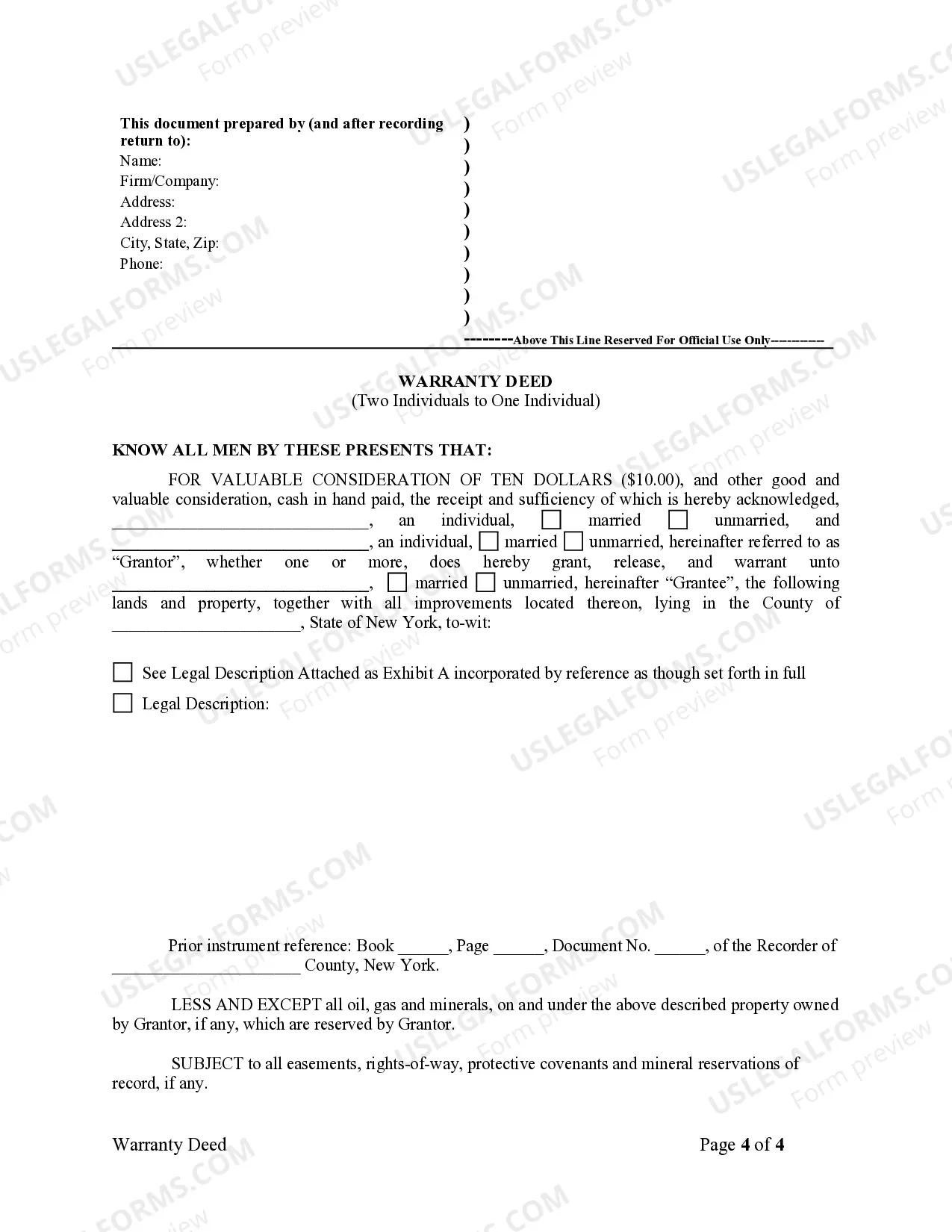 Preview Warranty Deed from two Individuals to One Individual