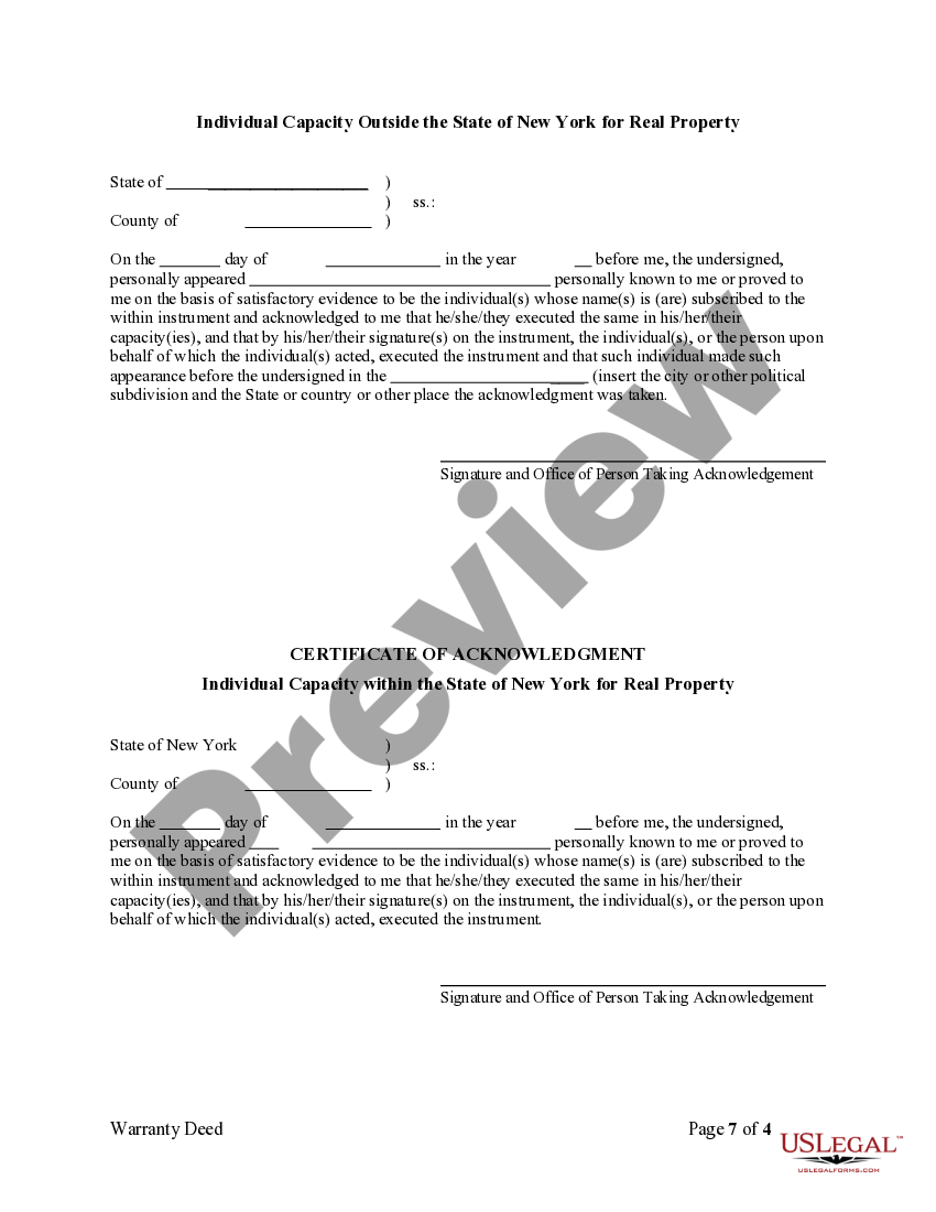 Nassau New York Warranty Deed for Husband and Wife to Three Individuals
