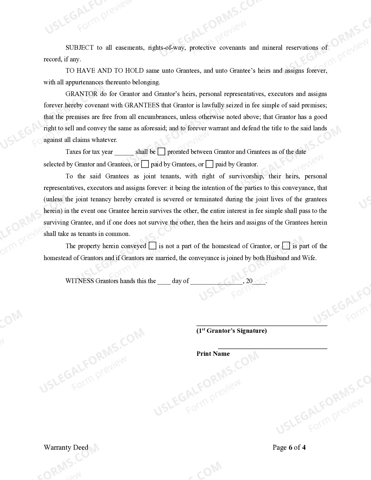 Preview Warranty Deed from Individual to Three Individuals as Joint Tenants