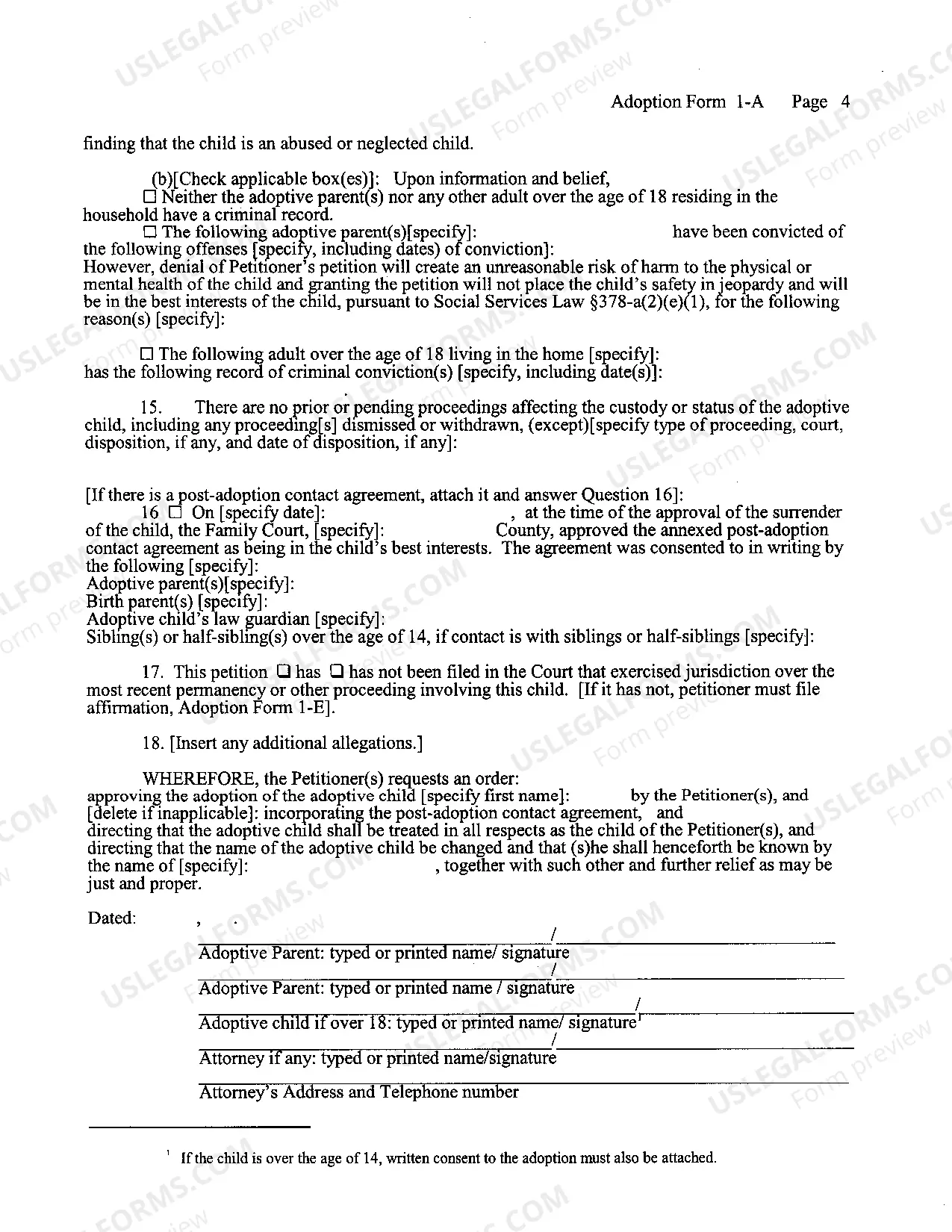Preview Petition for Adoption - Agency