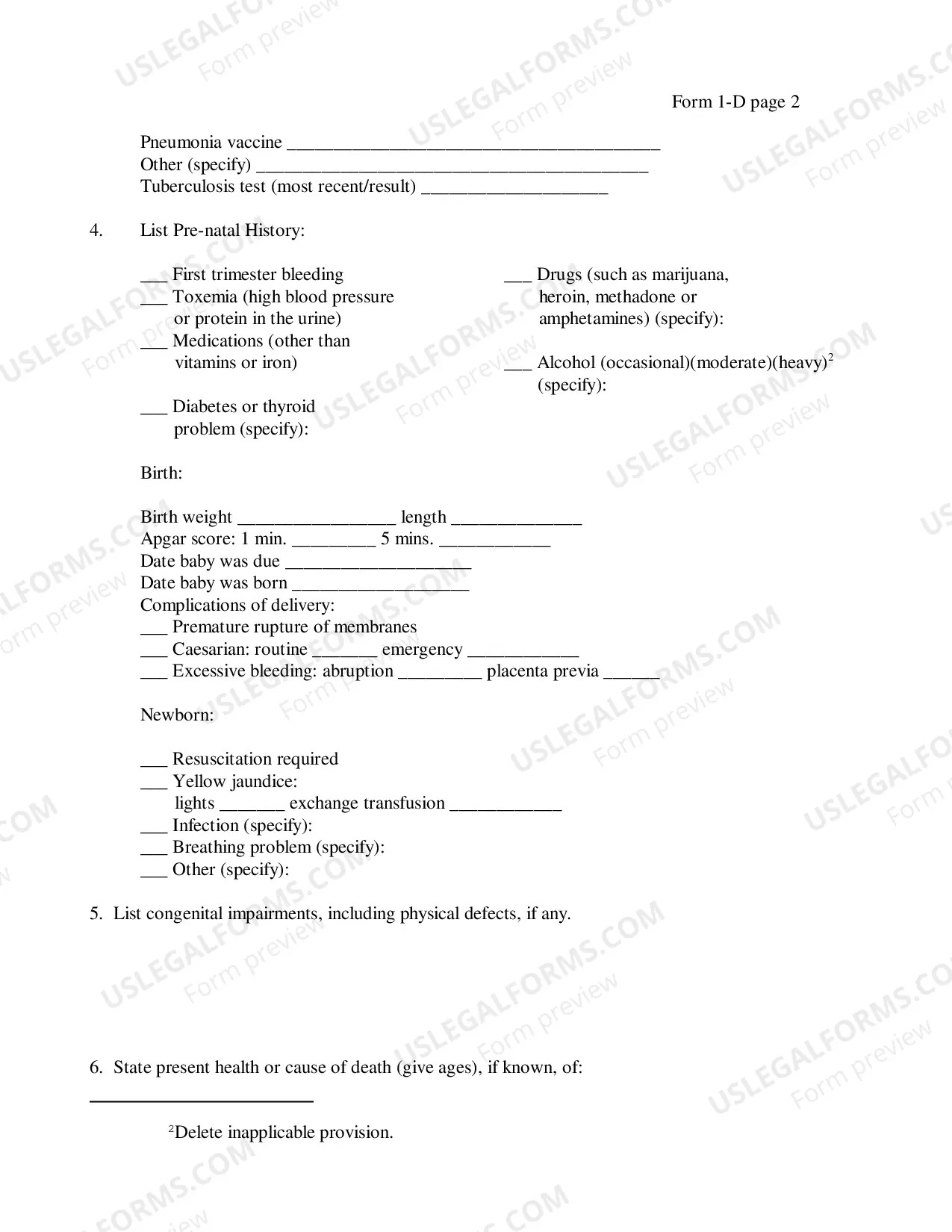 Preview Child's Medical History