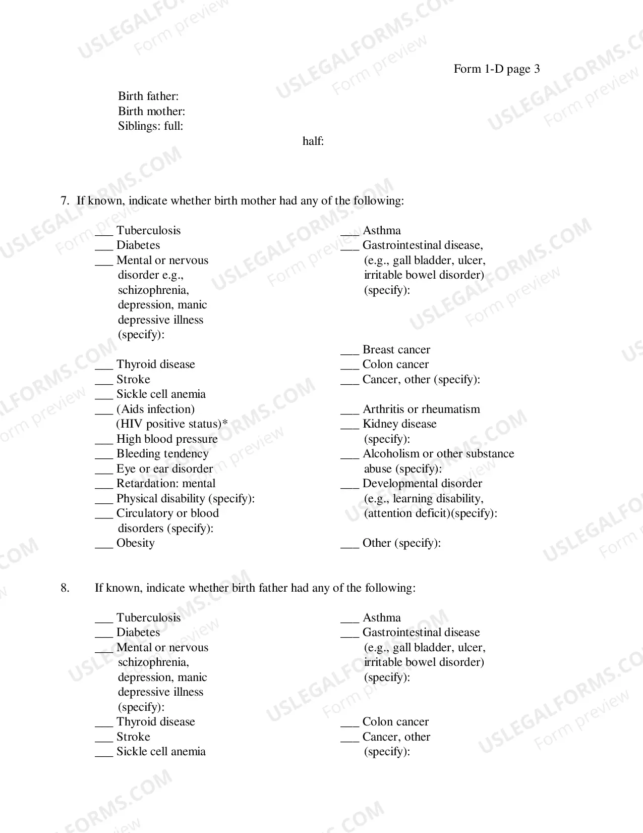 Preview Child's Medical History
