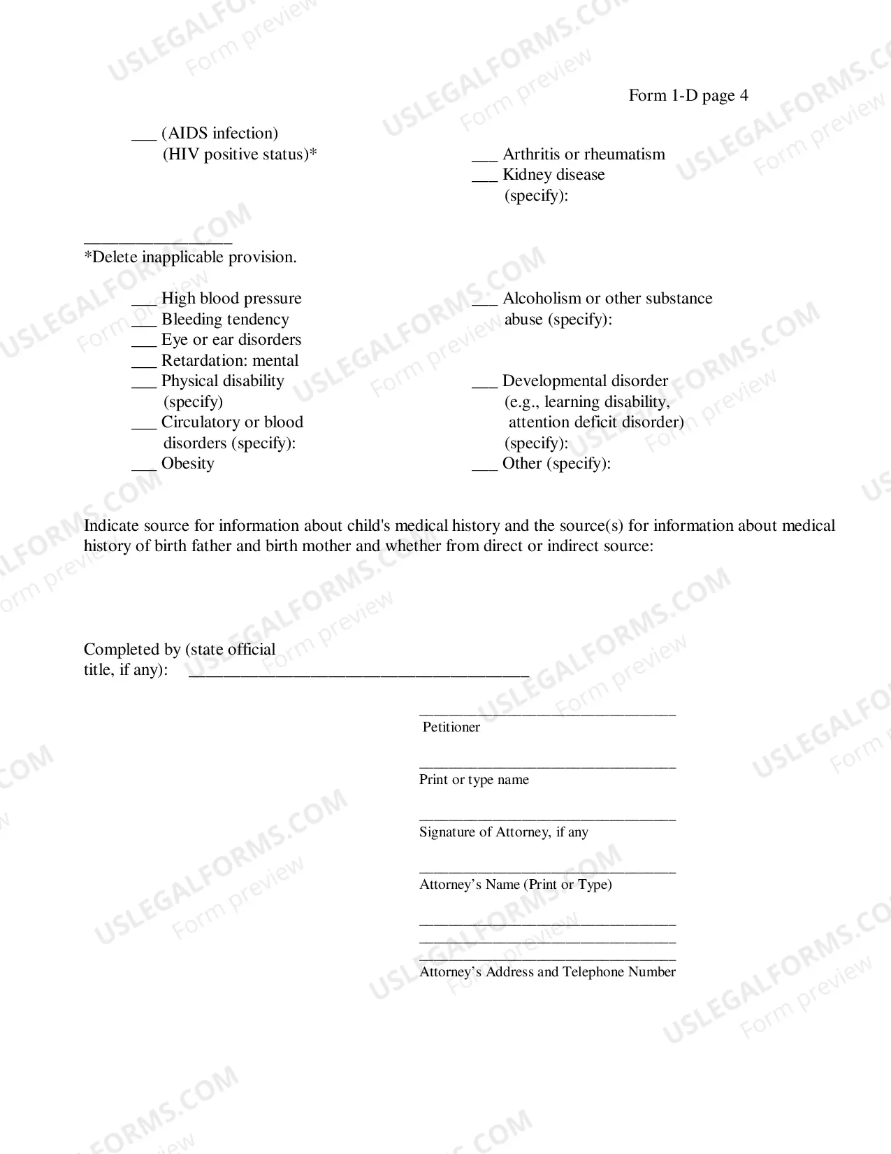 Preview Child's Medical History