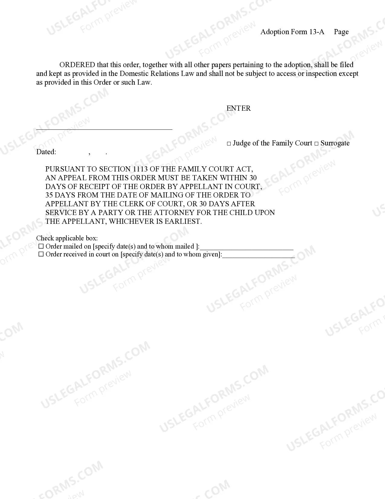 Preview Order of Adoption - Agency