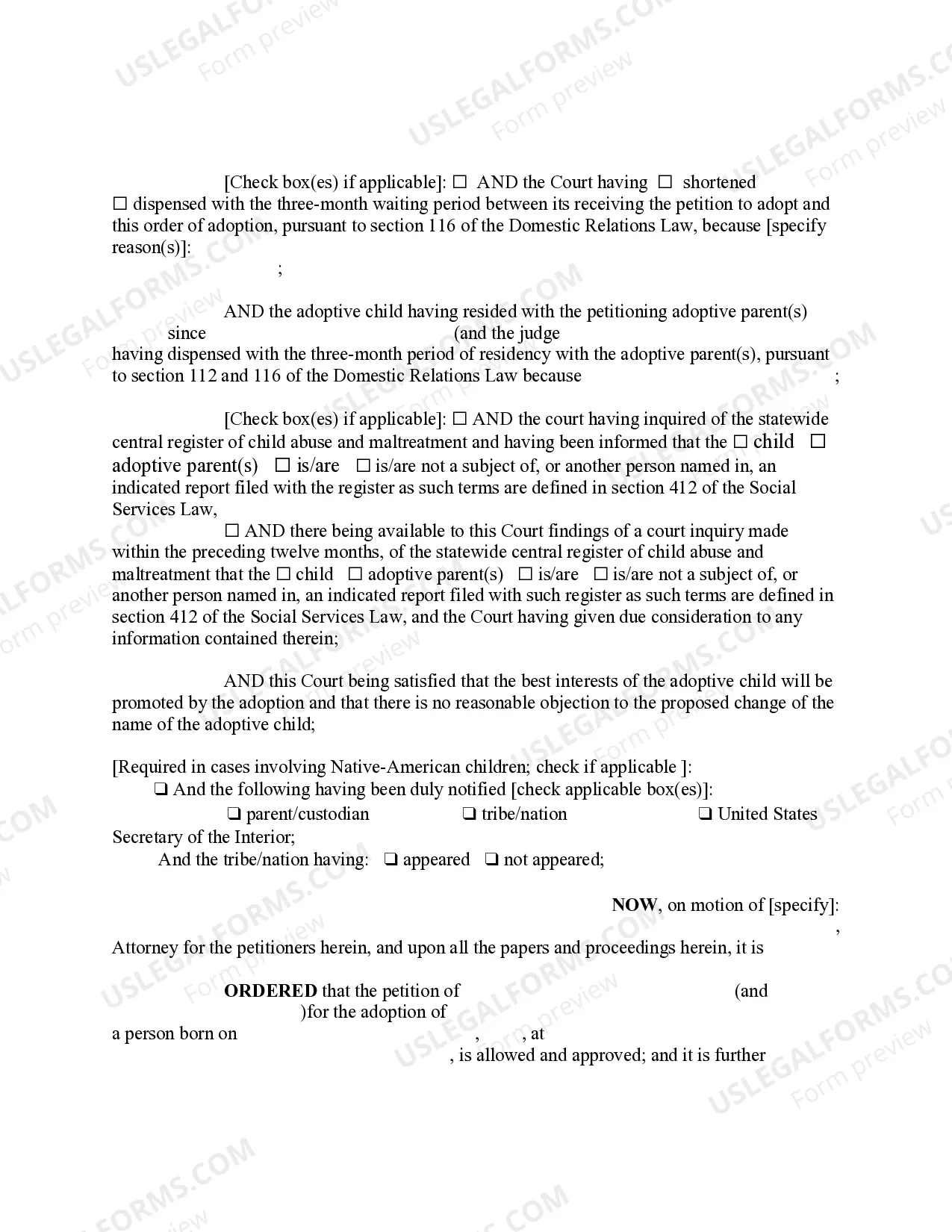 Preview Order of Adoption - Private-Placement