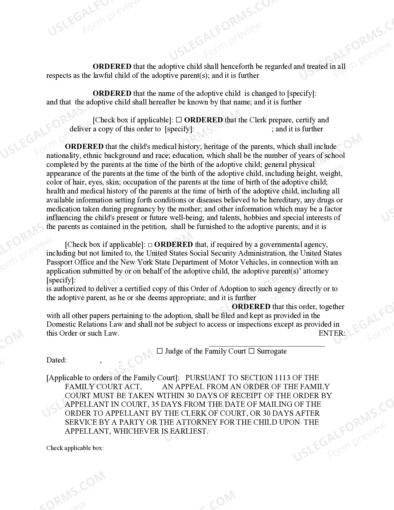 Preview Order of Adoption - Private-Placement