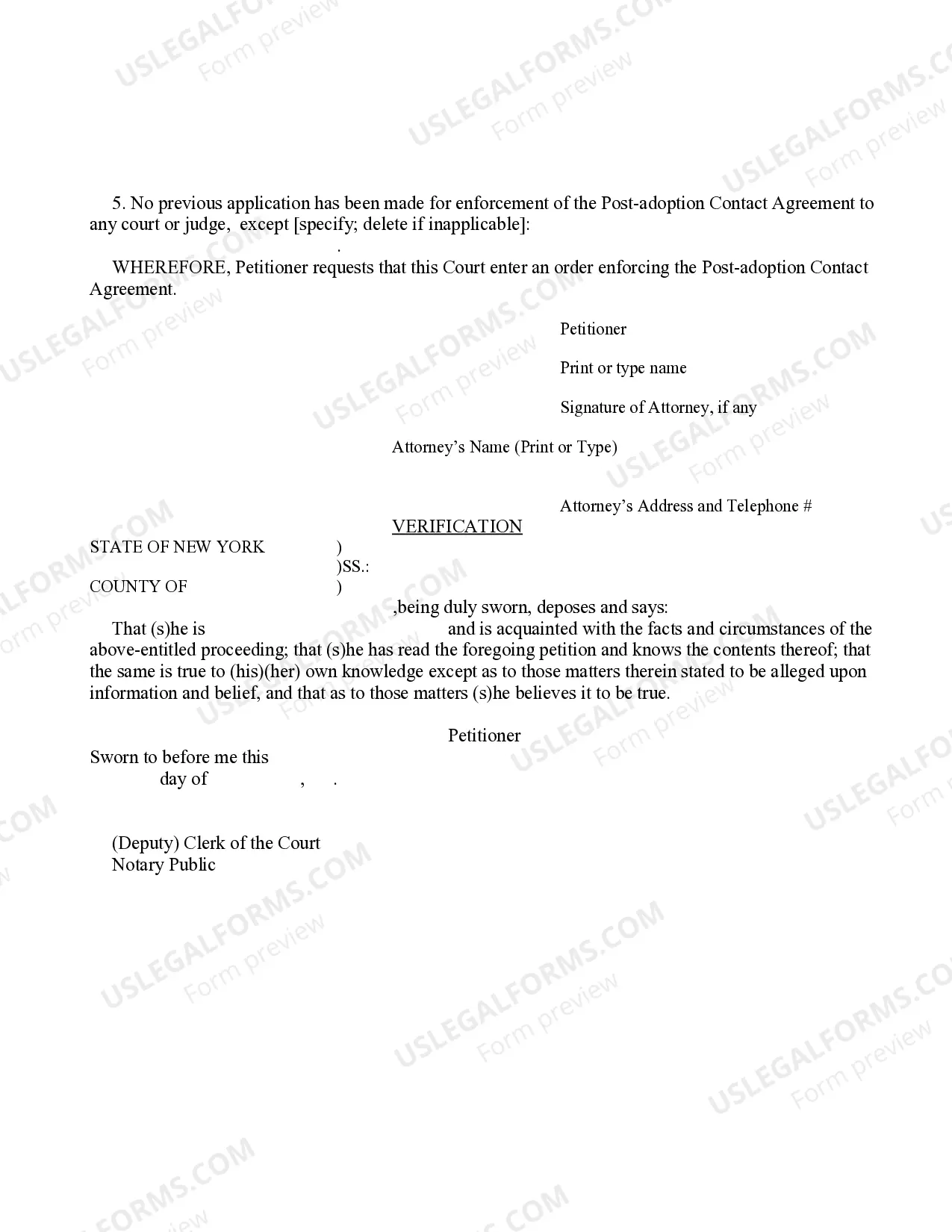 Preview Petition for Enforcement of Post-Adoption Contact Agreement - After Adoption Finalization
