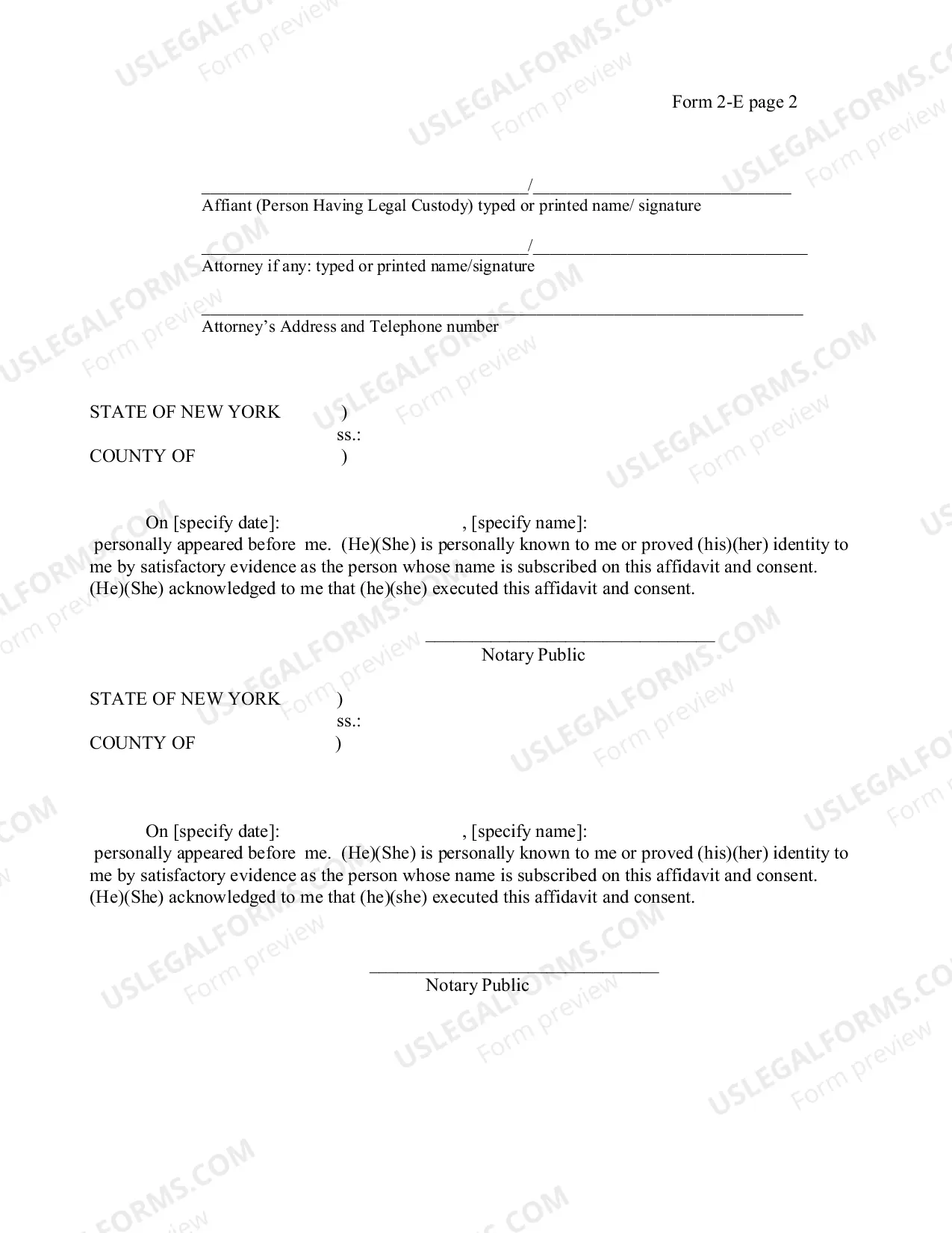Preview Affidavit and Consent of Person Having Lawful Custody (Other than Birth or Legal Parent - Private-Placement)