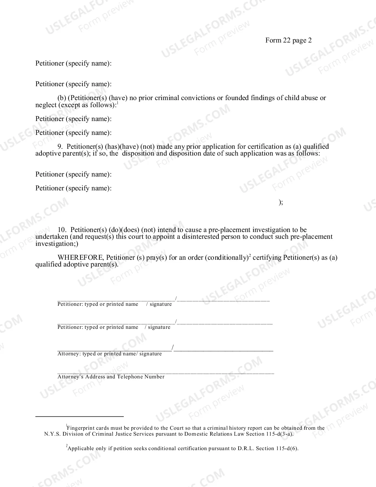 Preview Petition - Certification as a Qualified Adoptive Parent