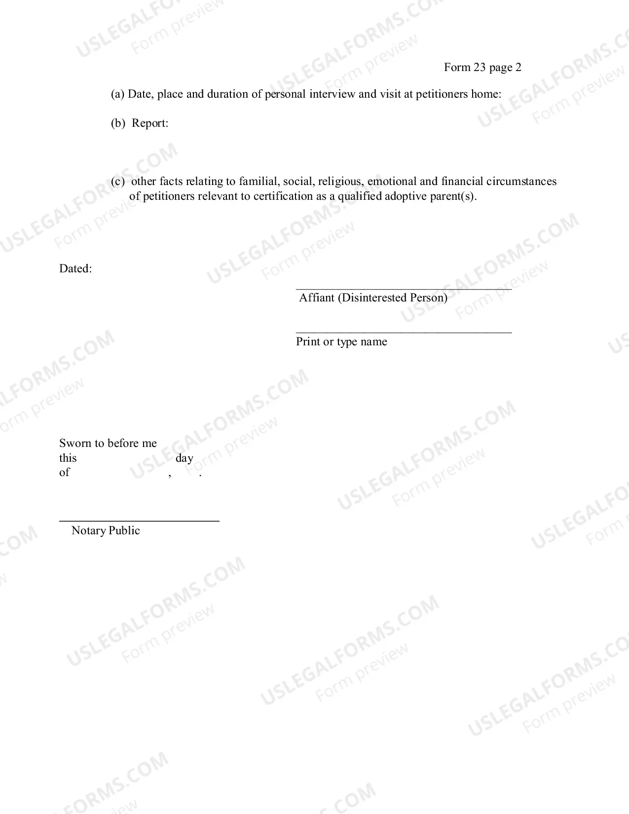 Preview Affidavit and Report - Disinterested Person Certification Proceeding - Private-Placement