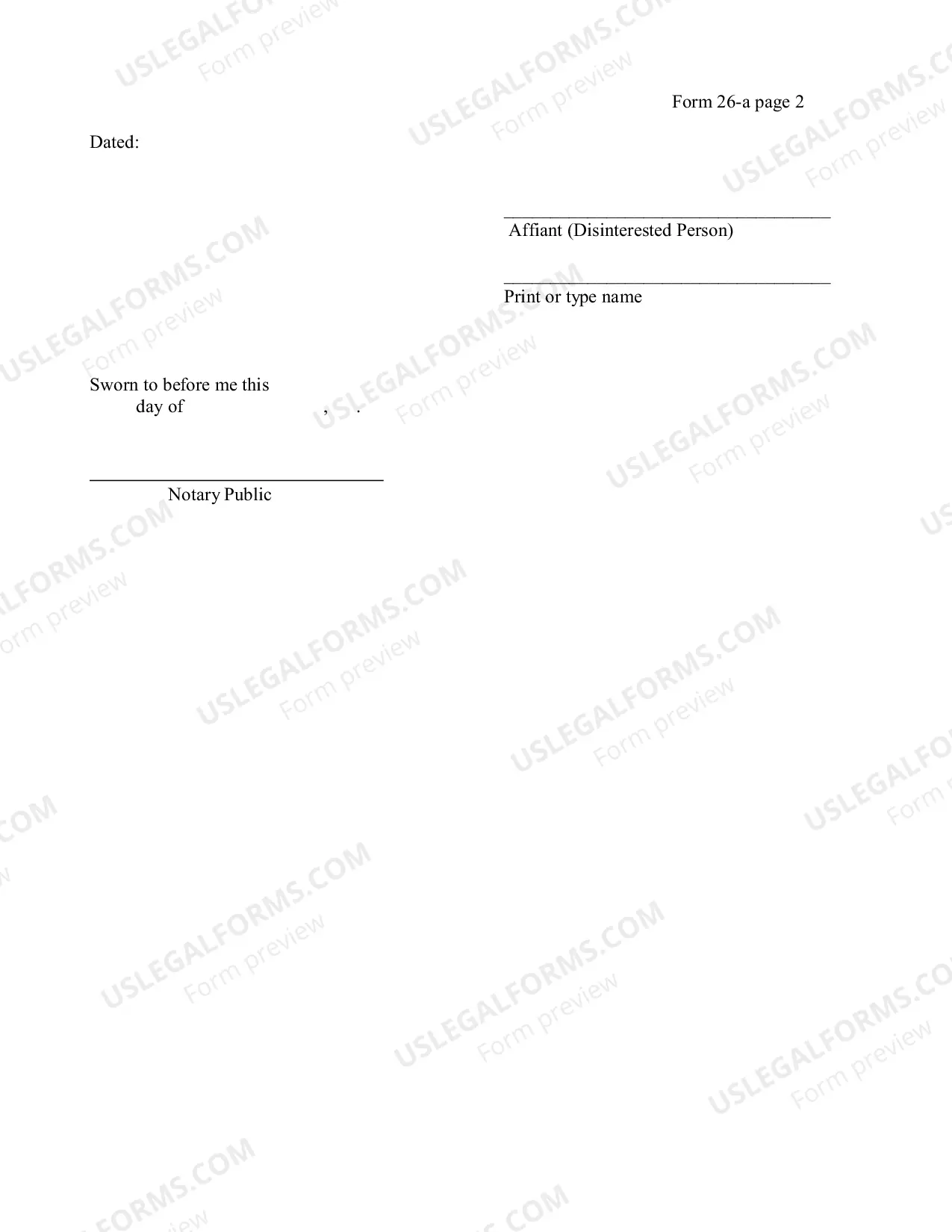 Preview Affidavit and Report - Disinterested Person - Extension of Expired Certification