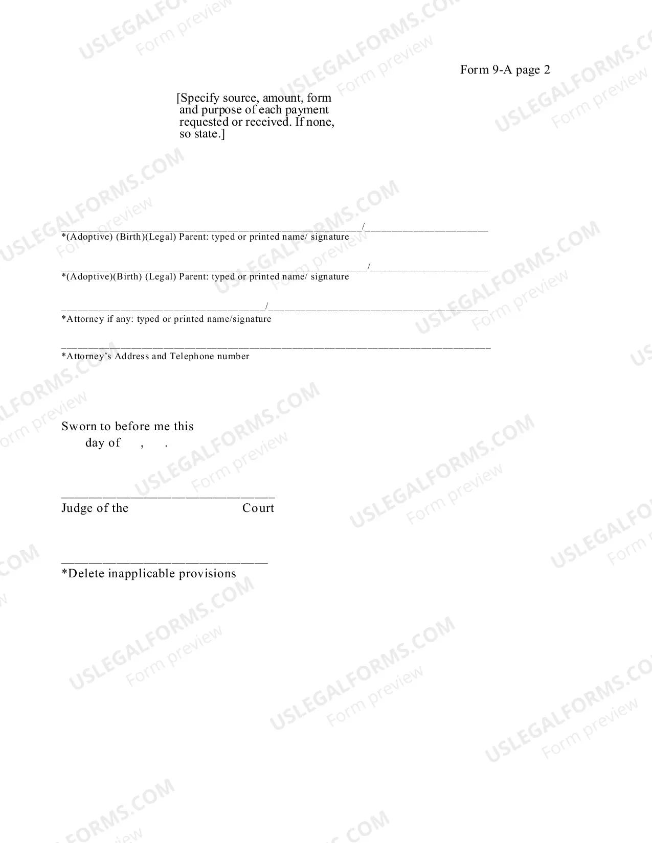 Preview Affidavit of Financial Disclosure - Parents - Agency