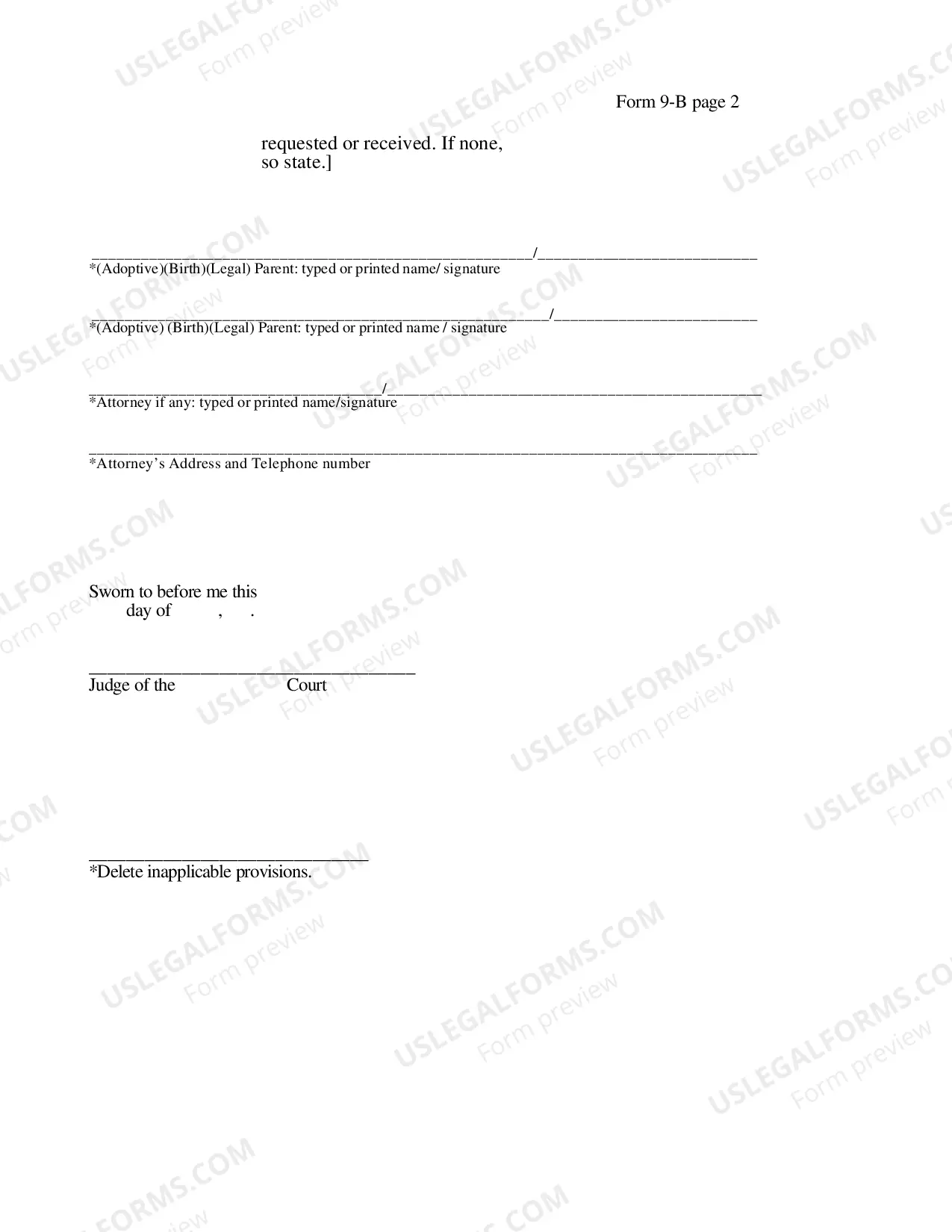Preview Affidavit of Financial Disclosure - Parents - Private-Placement