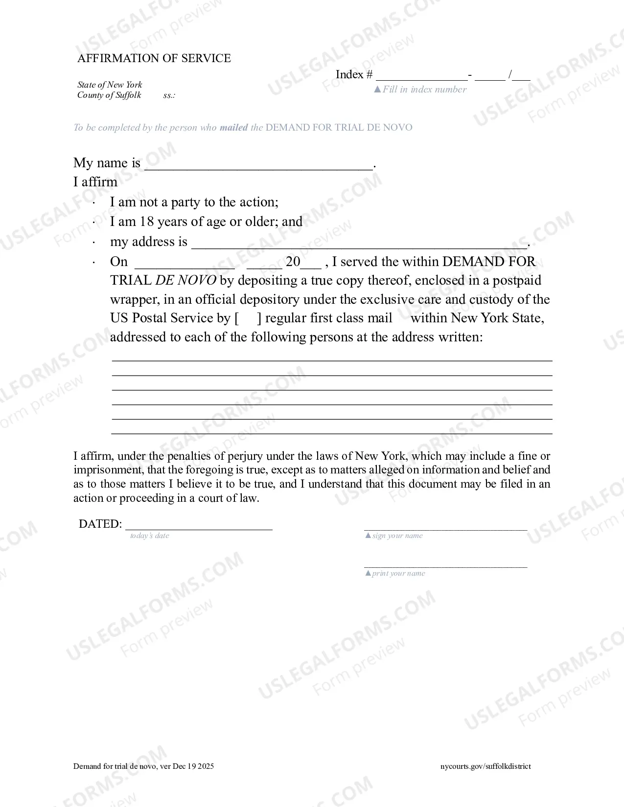 Preview Demand For Trial De Novo