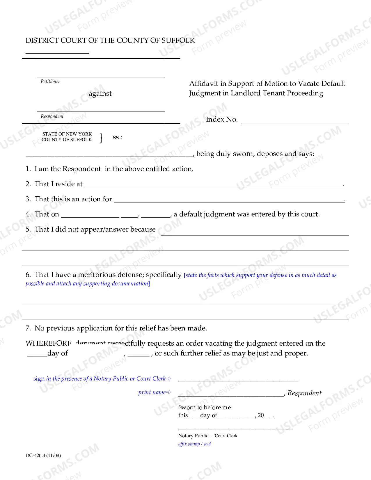 Preview Order To Show Cause To Vacate Default Judgment In Landlord Tenant Proceeding